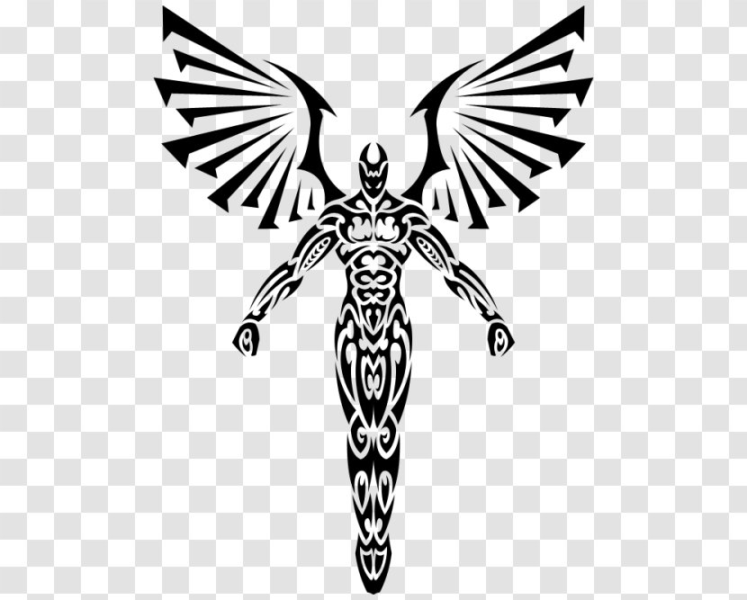 Fallen Angel Drawing Tattoo Guardian - Mythical Creature - Wings Transparent PNG
