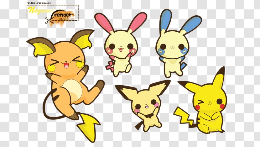Pikachu Ash Ketchum Pokémon Yellow Plusle Minun - Rabits And Hares - Cute Little Kitty Transparent PNG