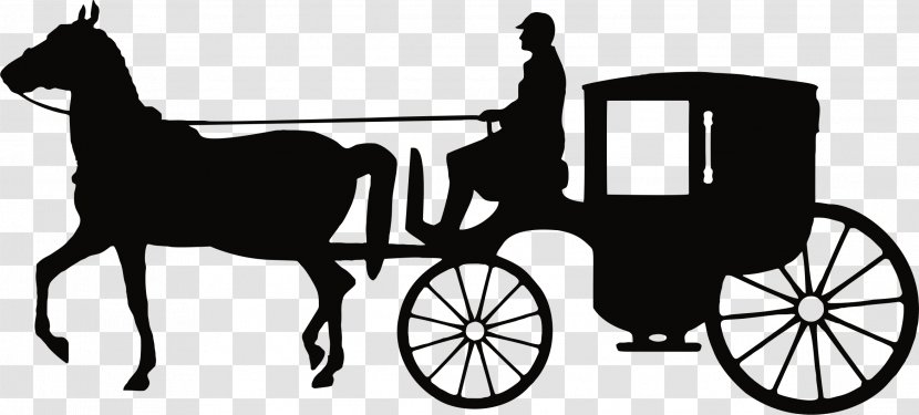 Horse And Buggy Carriage Clip Art - Monochrome - Driving Transparent PNG