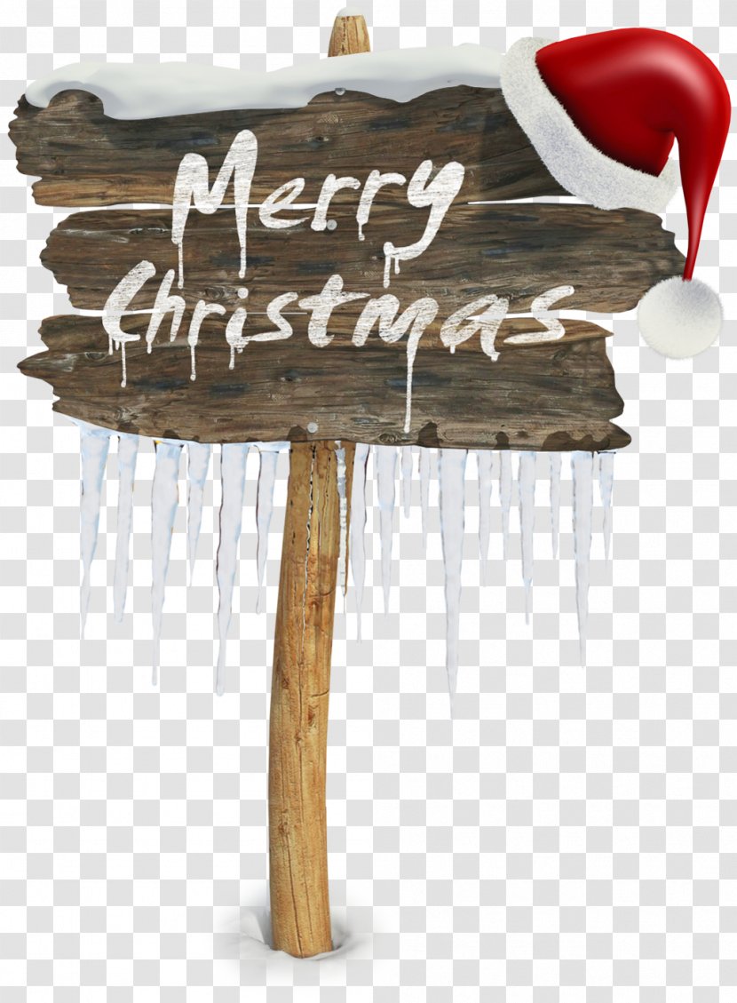 Merry Christmas Sign - Snow, Wood Transparent PNG