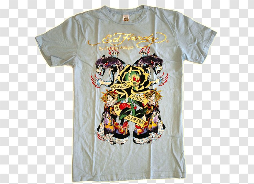 T-shirt Ed Hardy Black Rose Sleeve Transparent PNG