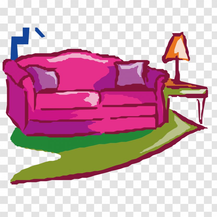 Couch Furniture Clip Art - Hand-painted Fan Sofa Transparent PNG