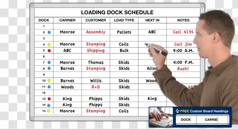 Dry-Erase Boards Magnatag Loading Dock Drawing - Schedule Transparent PNG