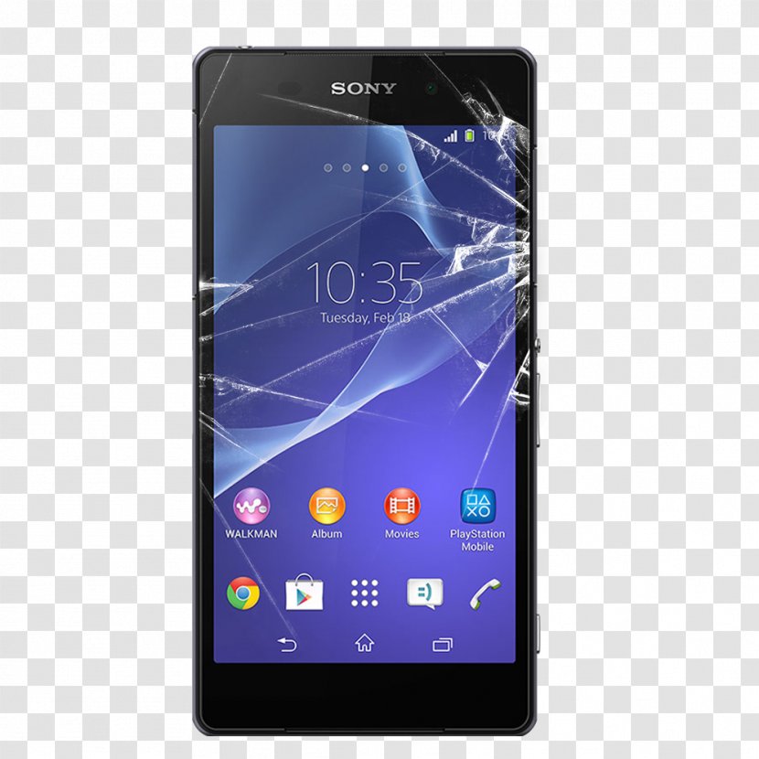Sony Xperia M2 X Z1 T2 Ultra Z2 - Black Broken Screen Phone Transparent PNG