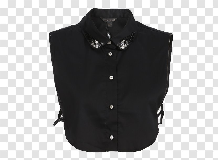 Collar Chemise Shirt Blouse - Jacket - Fashion Classic Black And White Beading False Transparent PNG