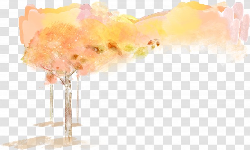 Hand-painted Trees - Petal - Orange Transparent PNG