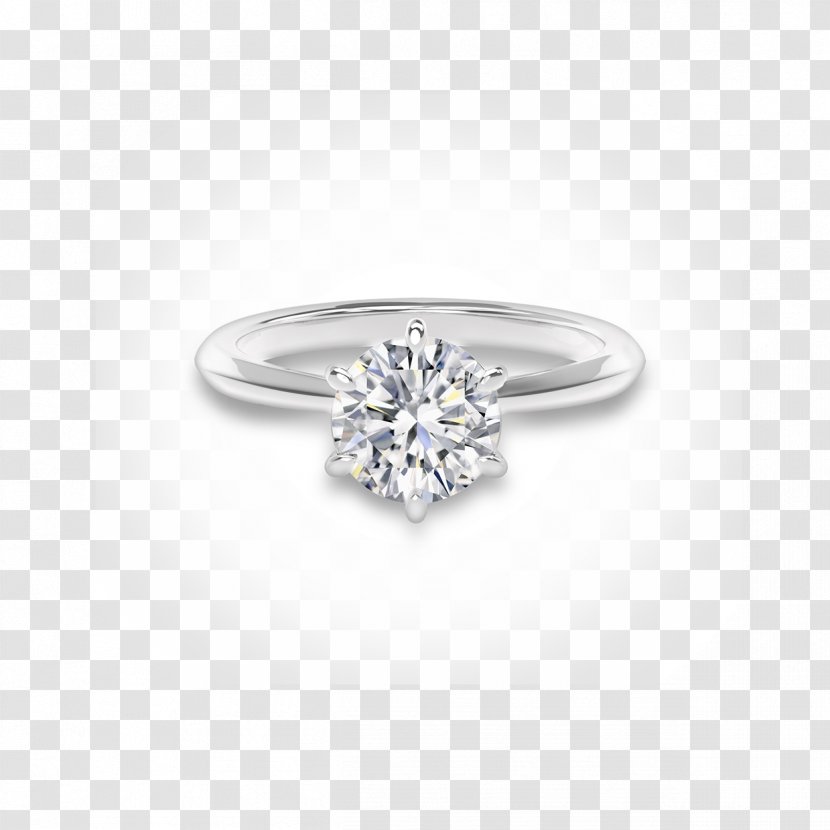 Diamond Engagement Ring Solitaire - Silver Transparent PNG