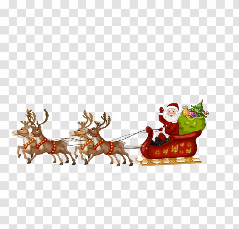 Santa Claus Reindeer Sled Stock Photography Illustration - Christmas Card - Christmas,Santa Transparent PNG