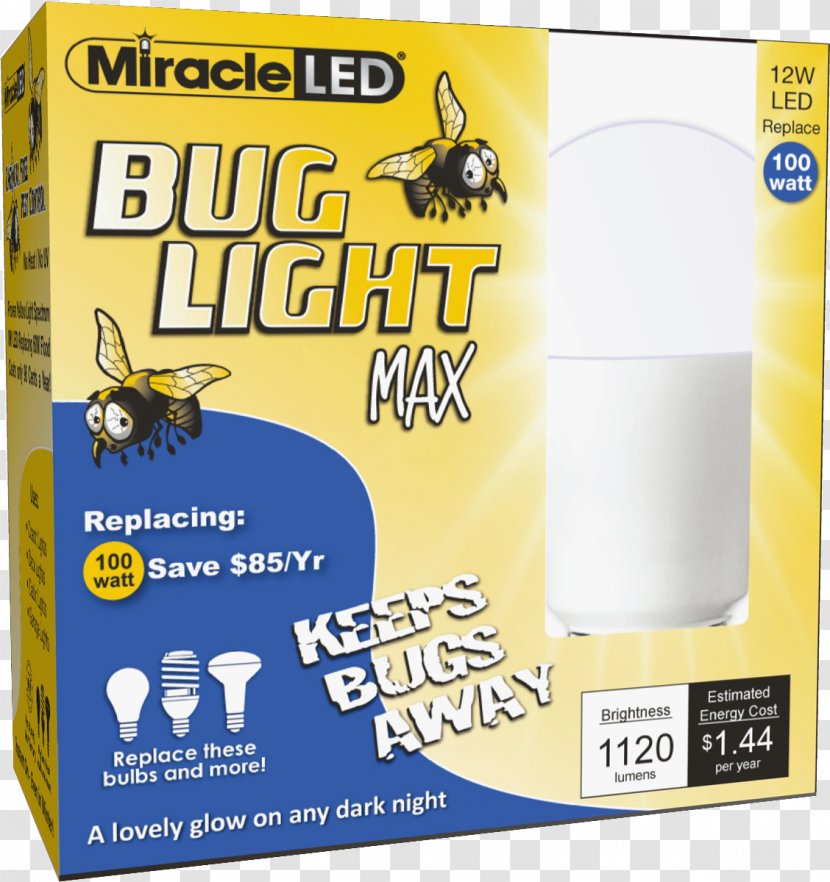 Miracle LED 604009 Bug Light MAX Light-emitting Diode Yellow Incandescent Bulb - Indoor Grow Box Transparent PNG