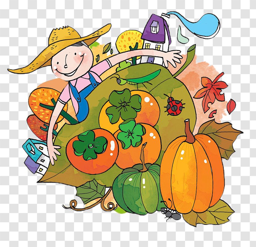 Harvest Ant Autumn Farmer Illustration - A Good Season For Pumpkin Transparent PNG