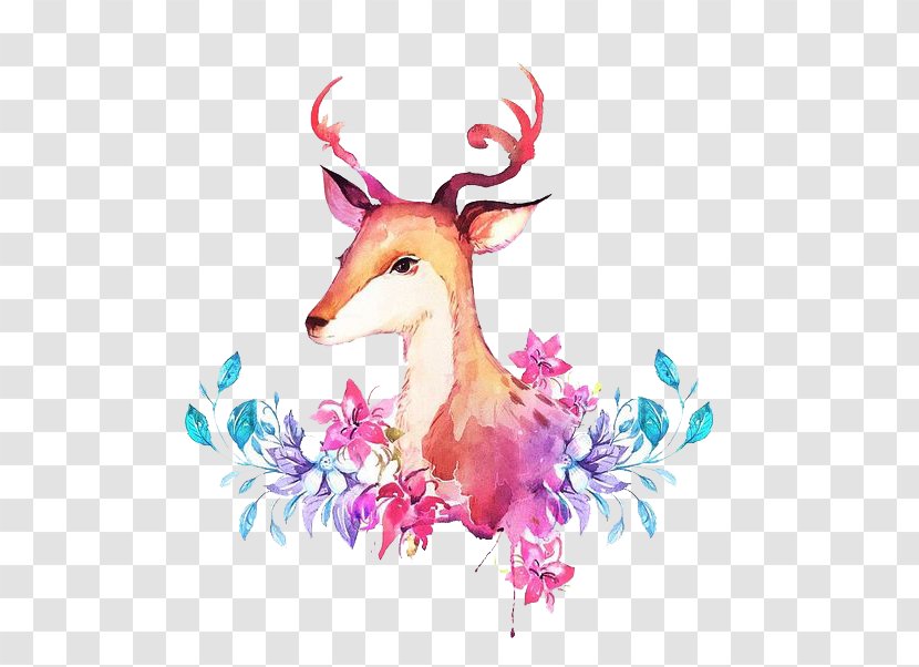 Deer Creative Watercolor Painting - Vecteur Transparent PNG