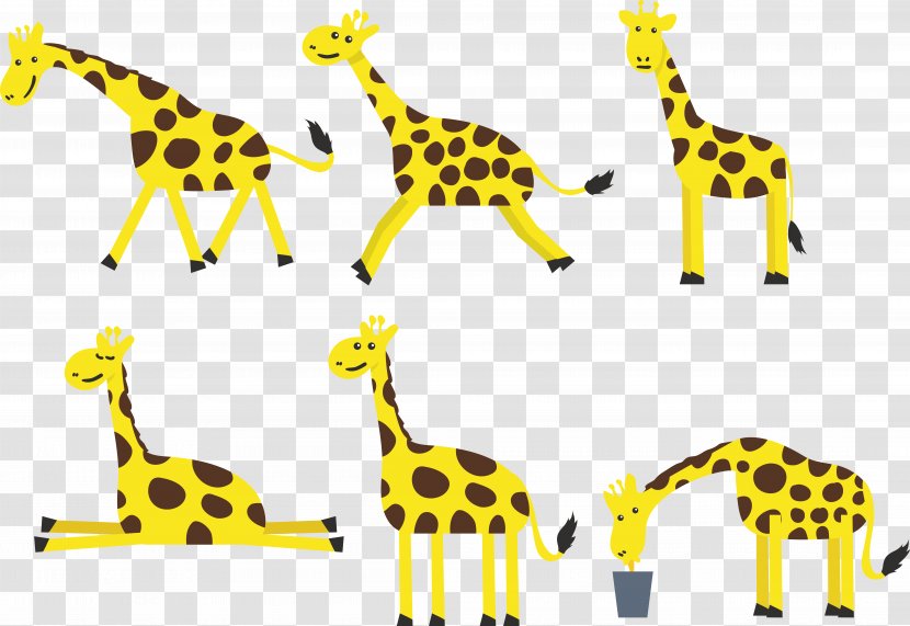 Northern Giraffe Cartoon - Terrestrial Animal - Vector Expression Transparent PNG
