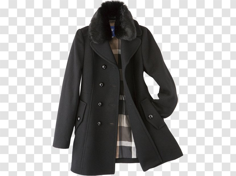 Overcoat Wool Black M - Fur Clothing - Collar Coat Transparent PNG