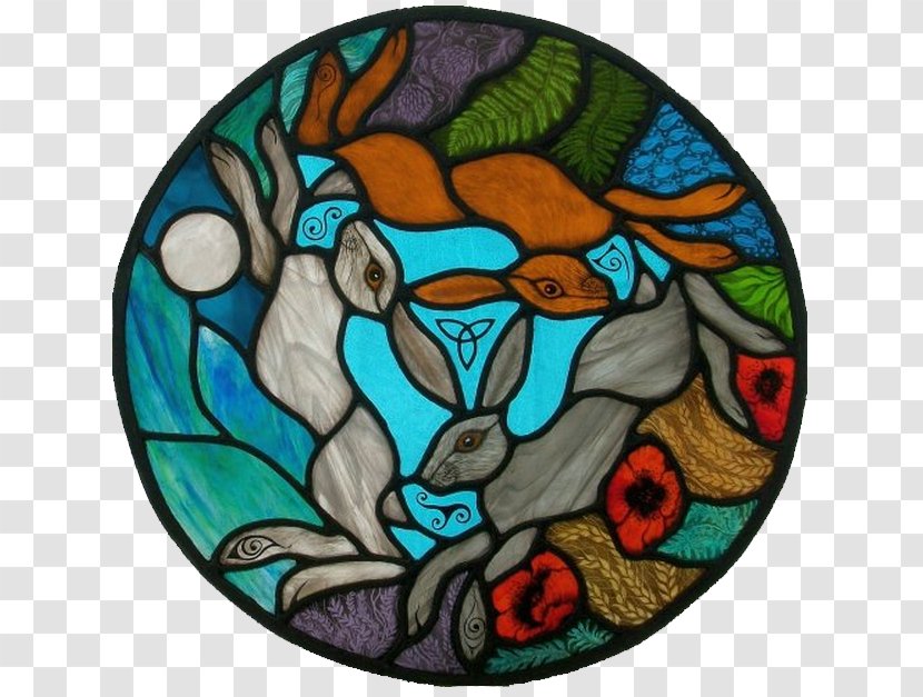 Stained Glass Window Three Hares Came Glasswork Transparent PNG
