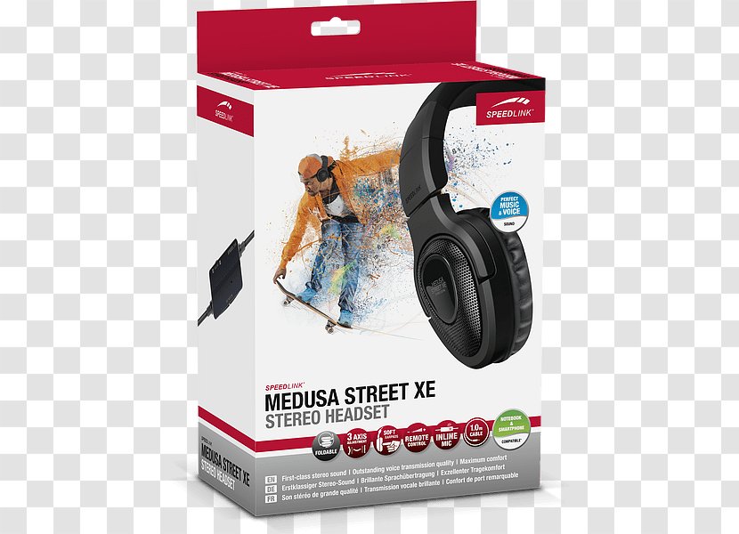 Microphone Headphones SpeedLink Medusa Street XS Stereo Headset - Black (SL-870000-BK) Stereophonic SoundBelly Laugh Transparent PNG