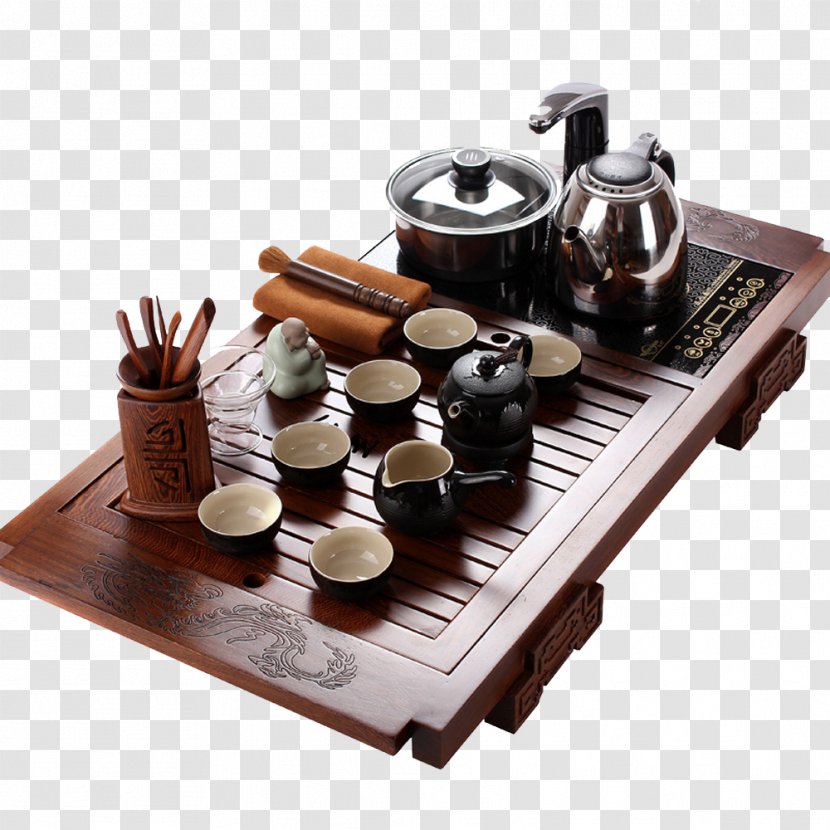 Iced Tea Japanese Cuisine Teaware - Ceremony - Cheap Yixing Set Binglie Kung Fu Of Household Electric Stove Wood Tray Table Transparent PNG