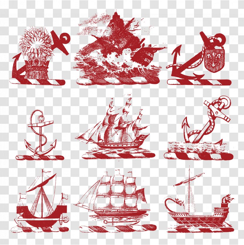 Sailing Ship Watercraft - Ancient Vector Material Transparent PNG