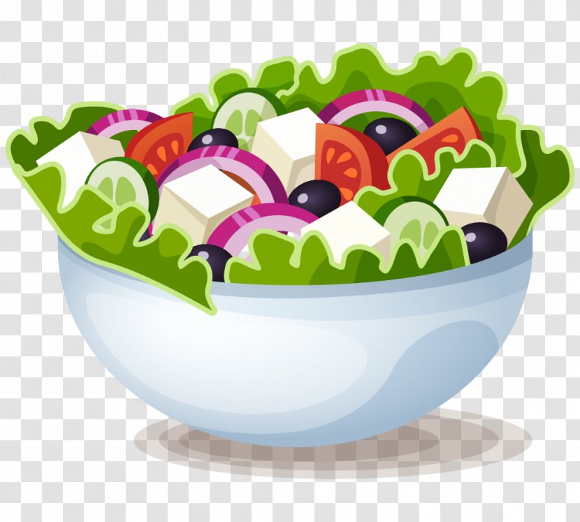 Greek Salad Potato Macaroni Chicken Clip Art - Tableware - Cartoon Vegetable Transparent PNG