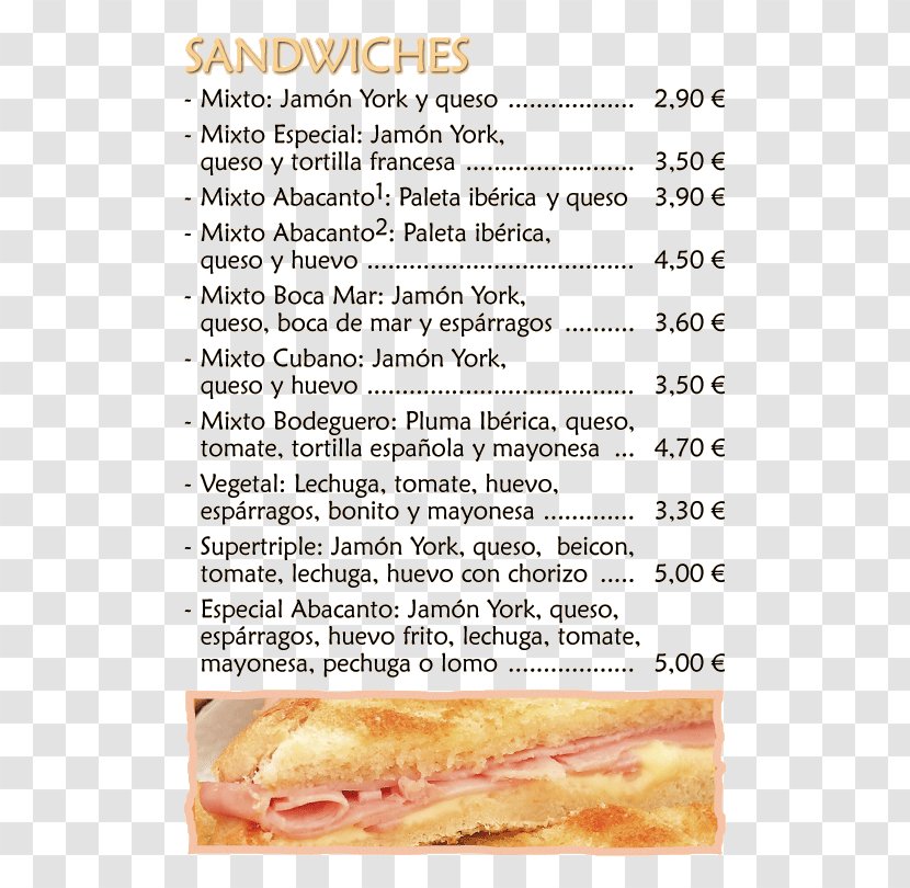 Cafe Fast Food El Nuevo Abacanto Breakfast Sandwich - Cuisine Transparent PNG