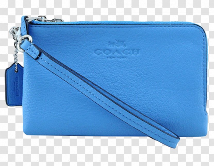 Leather Tapestry Blue Wallet Handbag - Azure - Coach Purse Transparent PNG