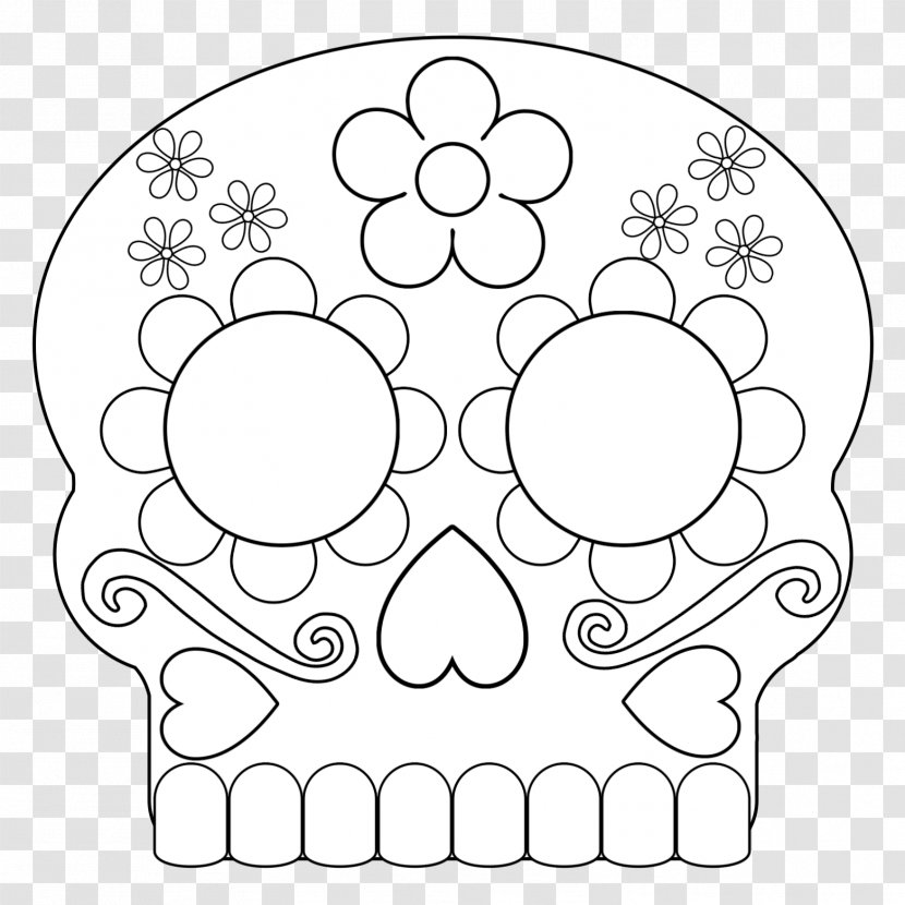Clip Art Human Behavior Pattern Flower Product - Coloring Pages For Adults Sugar Skull Transparent PNG