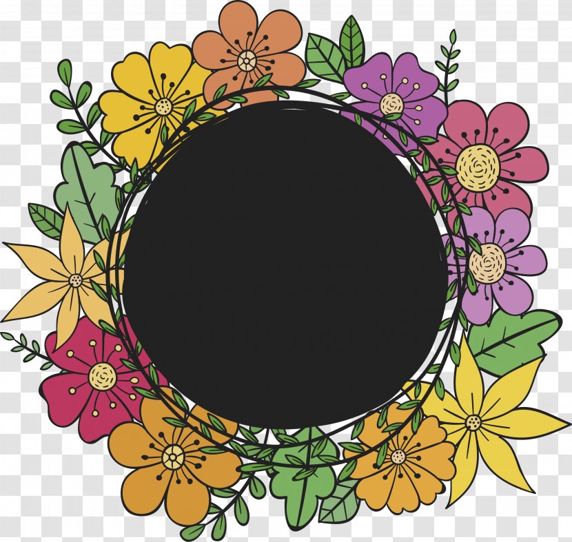 Flower Euclidean Vector Floral Design Drawing Download - Plant - Hand-painted Color Title Box Transparent PNG