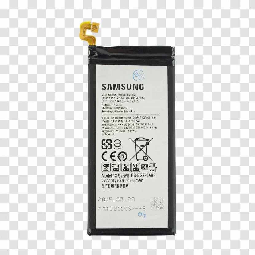 Samsung Galaxy S6 Battery Telephone Computer - Mobile Phone Accessories - Automotive Transparent PNG