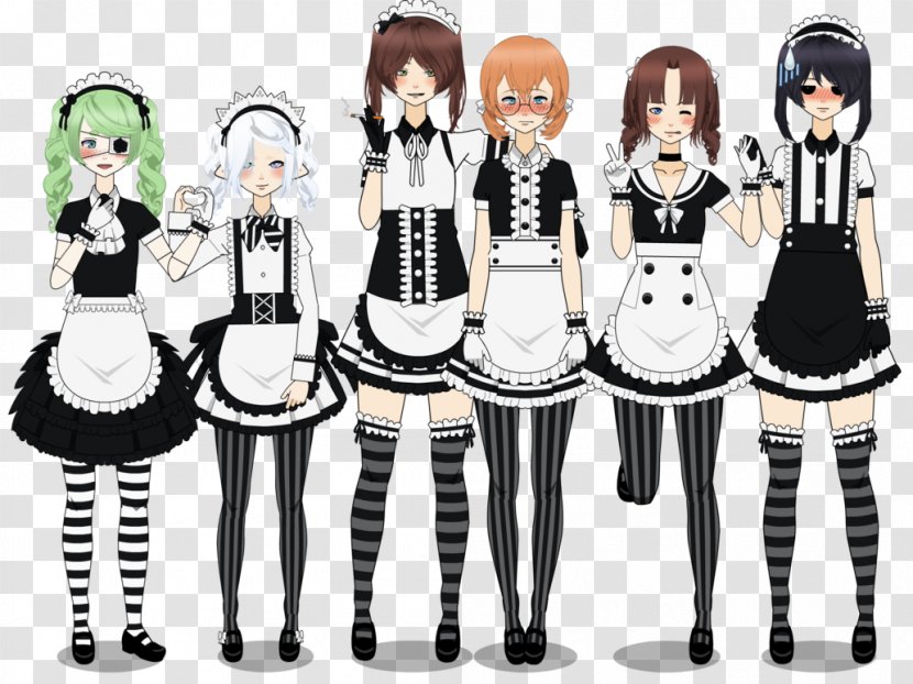 French Maid Uniform Clothing - Watercolor Transparent PNG