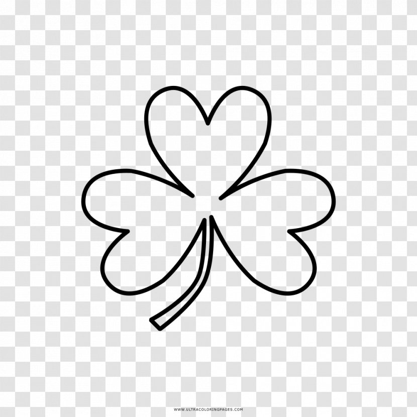 Black And White Drawing Coloring Book Four-leaf Clover Painting - Page Transparent PNG