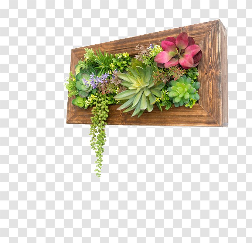 Green Wall Garden Flowerpot Succulent Plant - Artificial Flowers Succulents Wooden Hangings Transparent PNG
