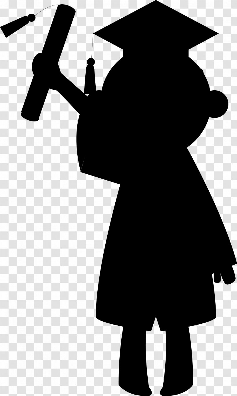 Clip Art Illustration Silhouette - Mortarboard - Blackandwhite Transparent PNG