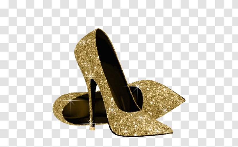 High-heeled Footwear Gold Glitter Shoe - Gift - Heels Transparent PNG