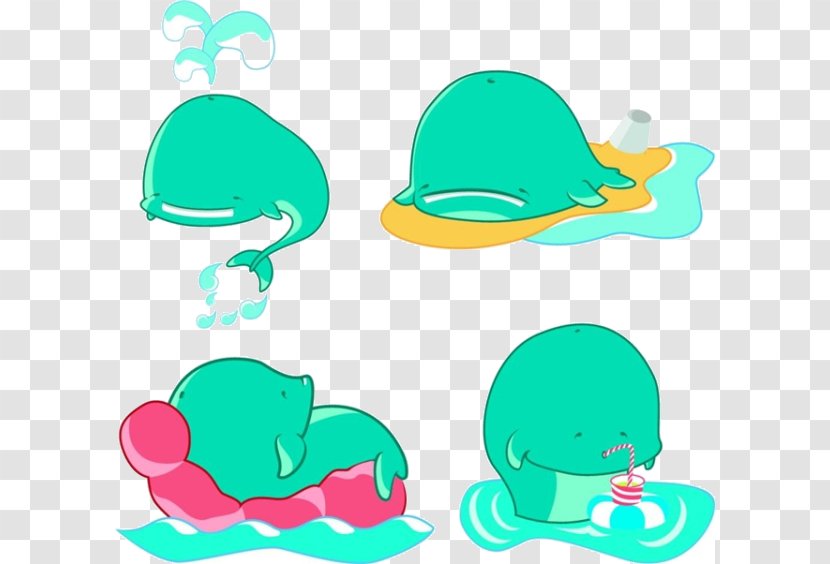 Whale Photography Clip Art - Green - Cartoon Dolphin Material Transparent PNG