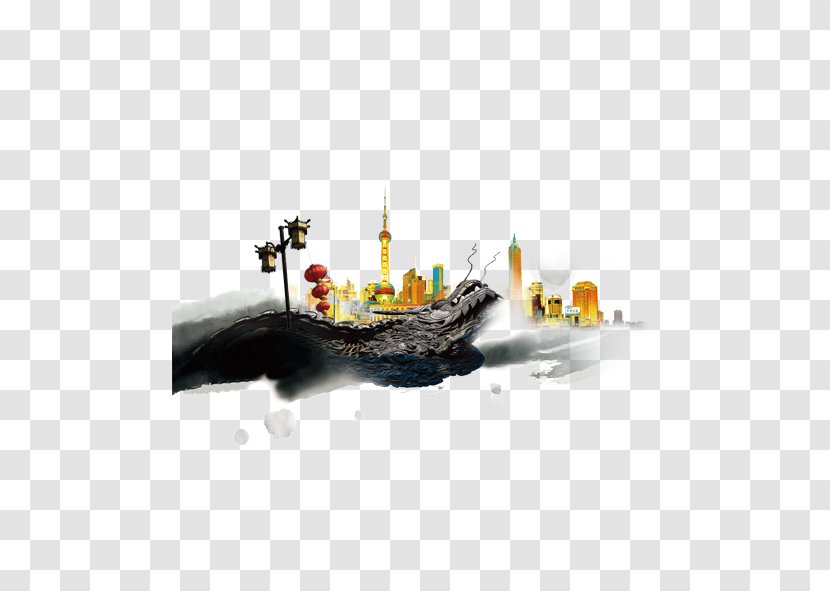 Clip Art - Water - China Wind Style Building With Map Transparent PNG