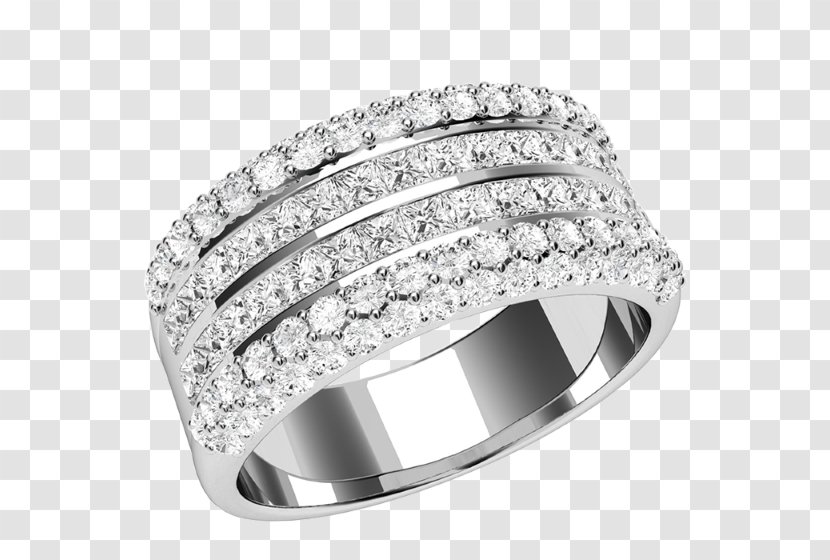 Wedding Ring Princess Cut Diamond - Bling - Pave Rings Women Transparent PNG