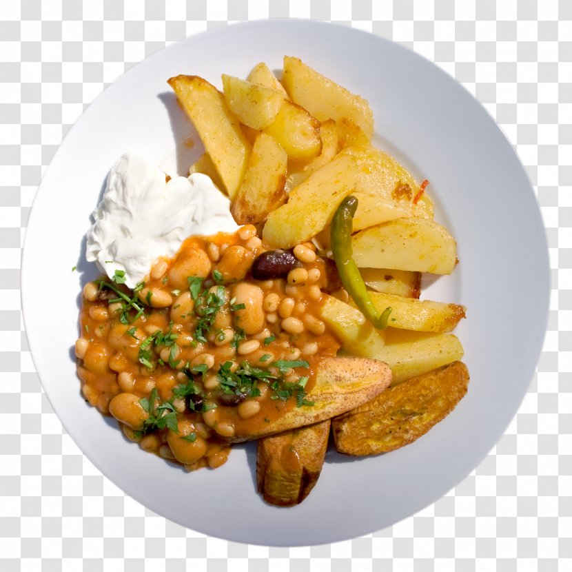 French Fries Full Breakfast Home Vegetarian Cuisine Schnitzel - Dish - Chili Sour Cream Transparent PNG