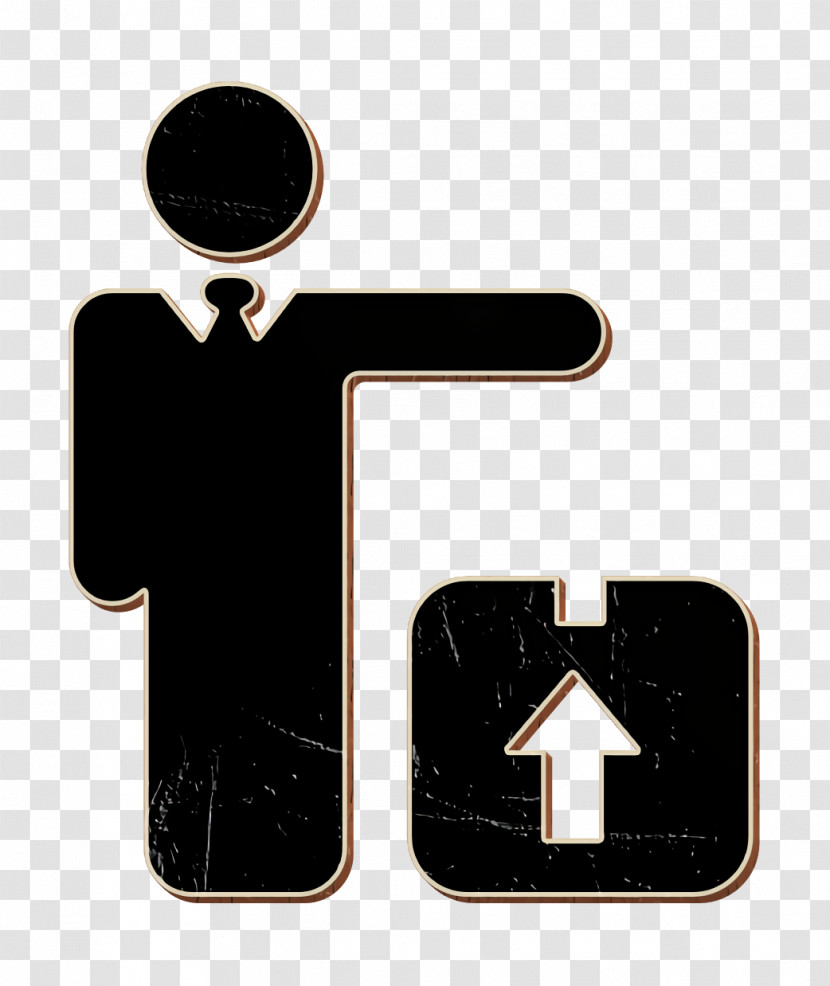 Logistics Delivery Icon Box Icon Man Standing With Delivery Box Icon Transparent PNG