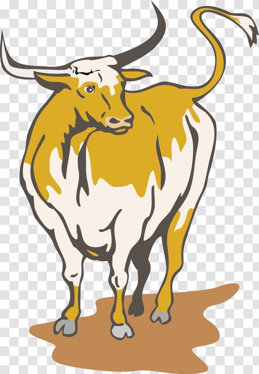 Texas Longhorn English Royalty-free Clip Art - Yellow - Spain Cow Transparent PNG