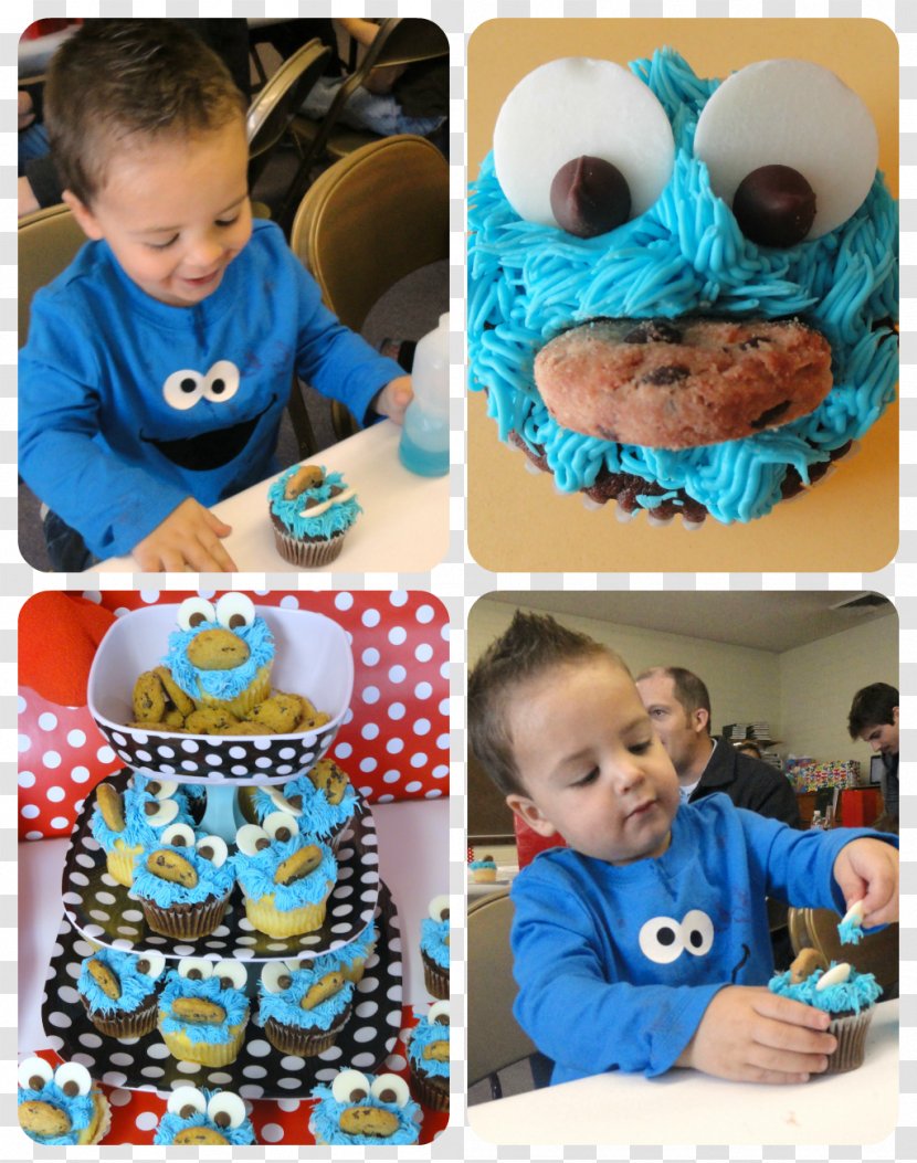 Elmo Sesame Street Cookie Monster Birthday Cupcake - Torte Transparent PNG
