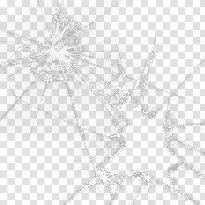 Symmetry Line Structure Point Pattern - Black And White - Glass Cracks Transparent PNG