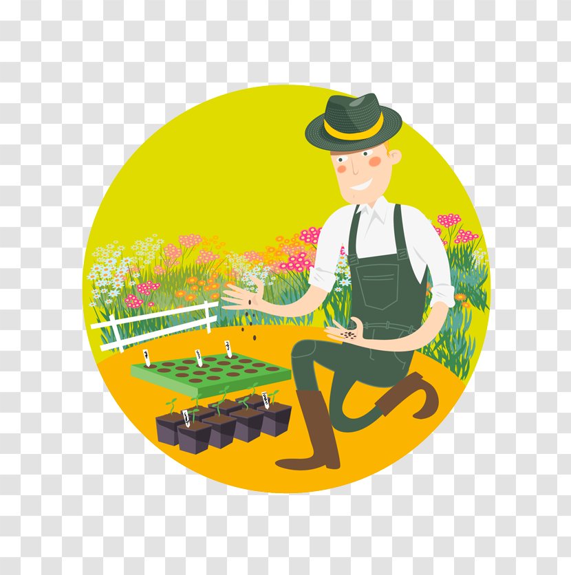 Sowing Drawing Gardener Agriculture - Human Behavior - Recreation Transparent PNG