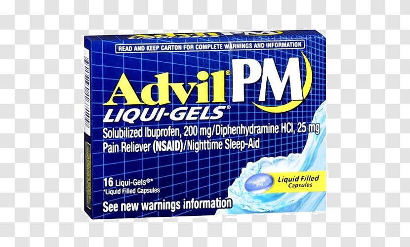 Ibuprofen Gel Insomnia Diphenhydramine Ache - Advil Transparent PNG