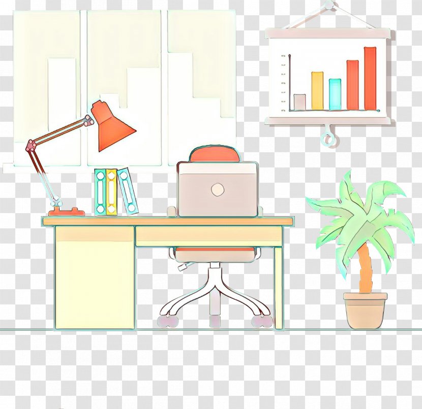 Furniture Desk Clip Art Table Room - Cartoon - Office Computer Transparent PNG