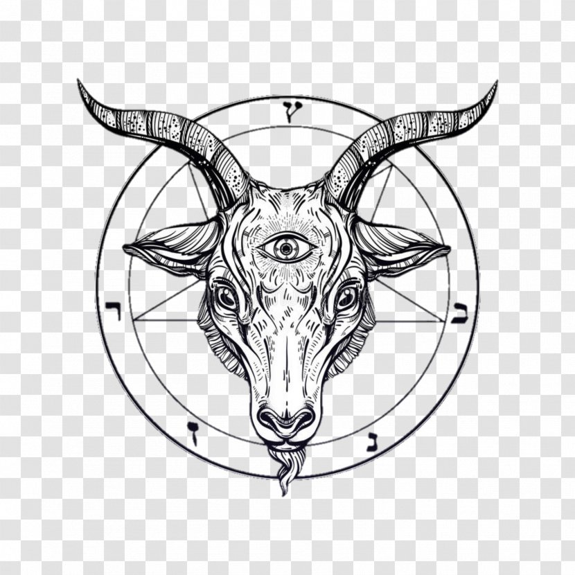 Goat Drawing Baphomet Satanism Image - Cow Family Transparent PNG
