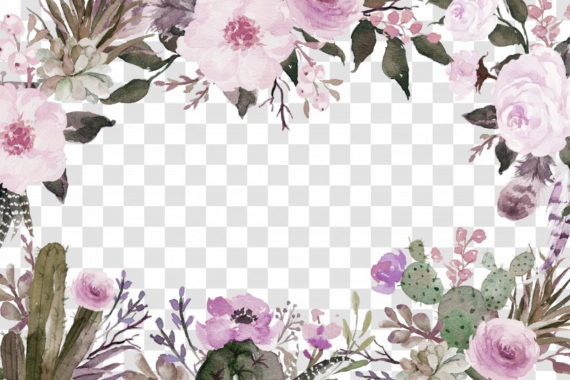 Cut Flowers Watercolor Painting - Flora - Purple Fresh Border Texture Transparent PNG
