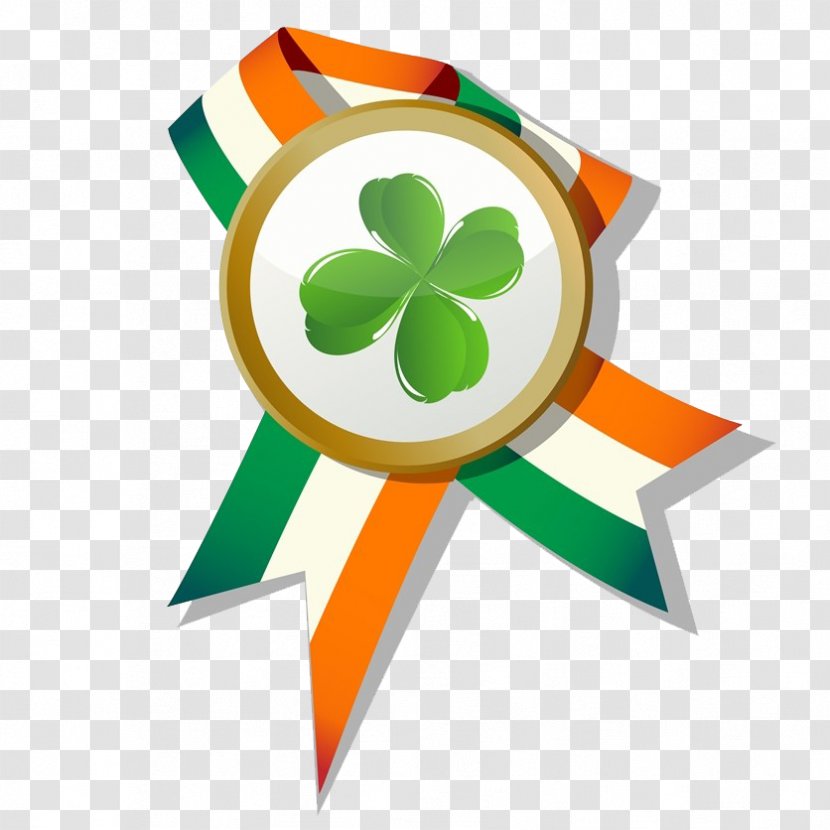 Ireland Saint Patricks Day Four-leaf Clover Illustration - Drawing - Badge Transparent PNG