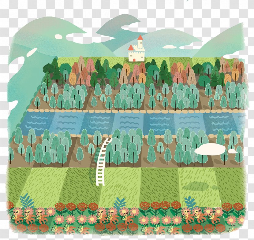 Cartoon Illustration - Arable Land - Painted Vibrant Farmland Transparent PNG