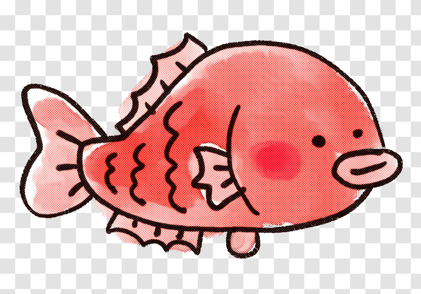 Fish Pink Cartoon Fish Mouth Transparent PNG