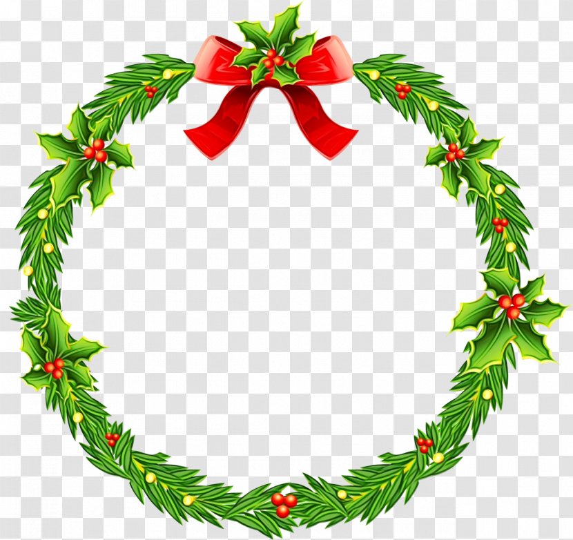 Christmas Day Wreath Decoration Clip Art Garland - Holly - Card Transparent PNG