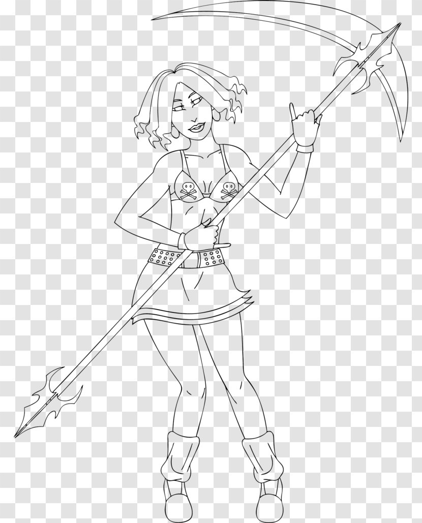 Character Sketch Line Art Drawing Cartoon - Neck - Scythe Transparent PNG